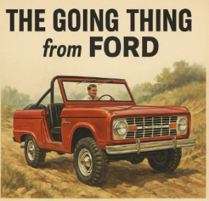 Vintage 1966 Ford Bronco print advertisement from original launch campaign.