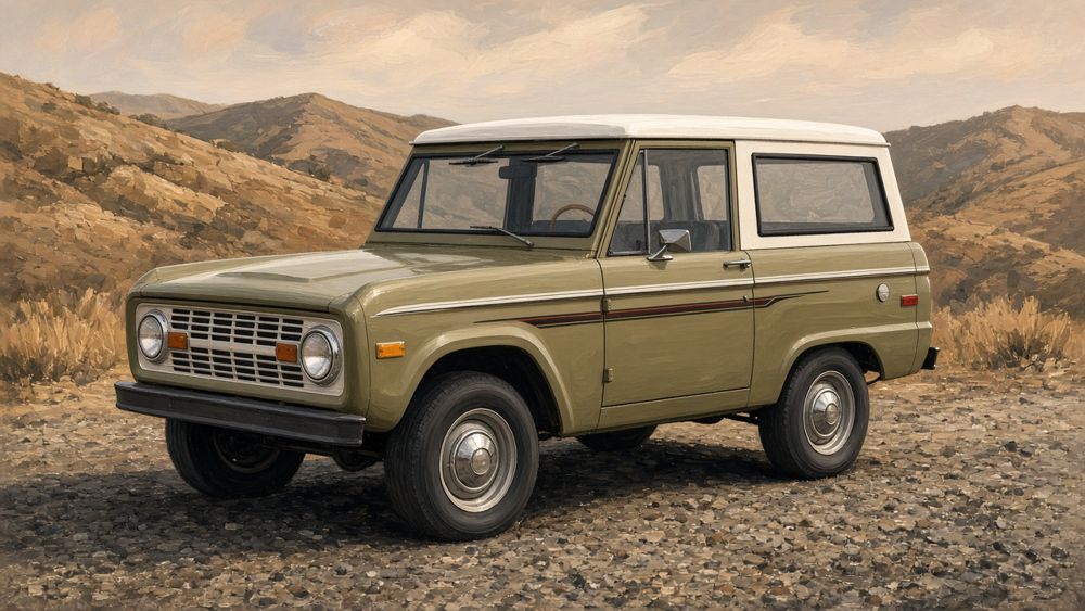 AI-generated illustration of a 1973 Ford Bronco wagon